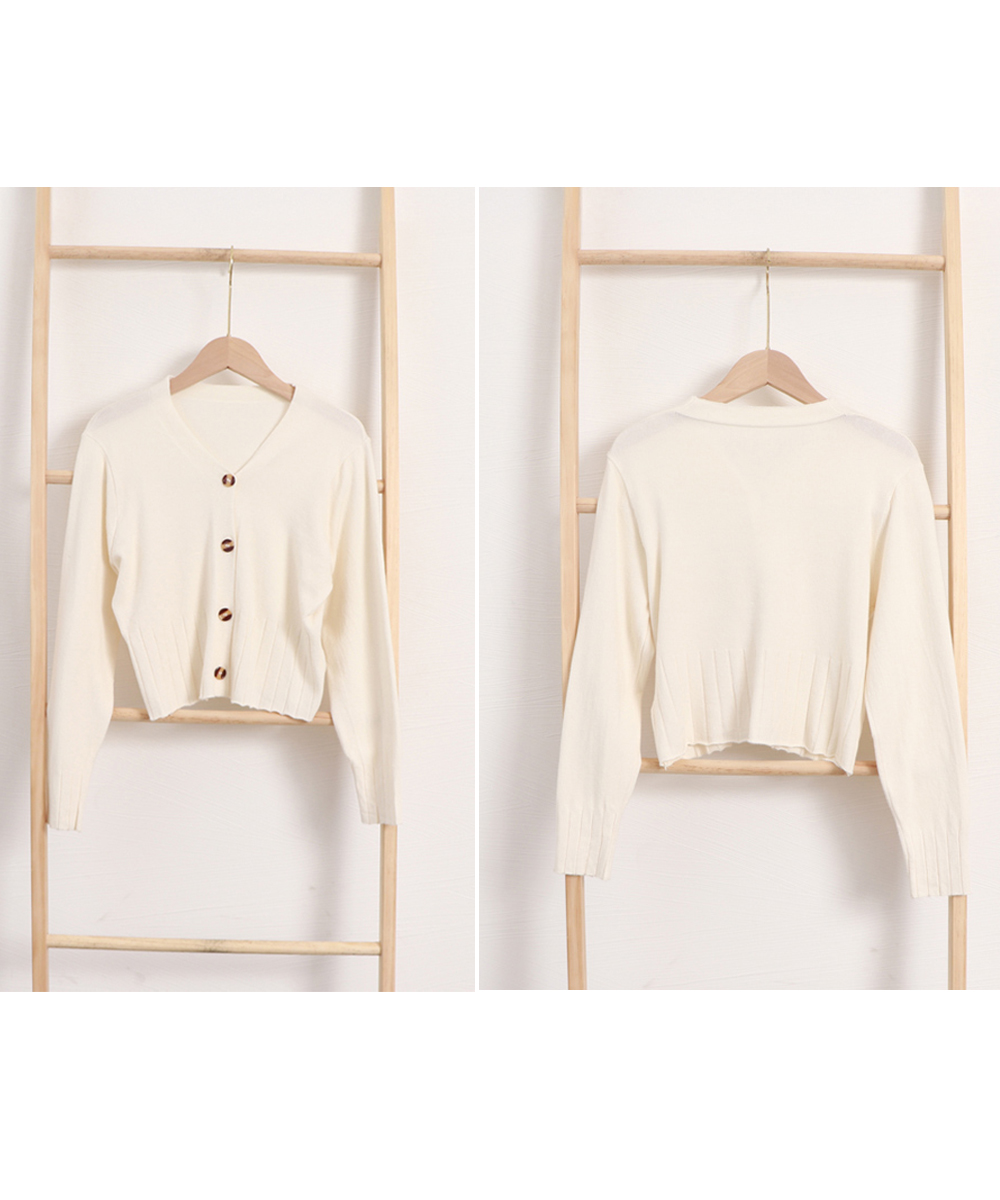 大人かわいい服 プリーツ裾ショート丈ニットカーディガン