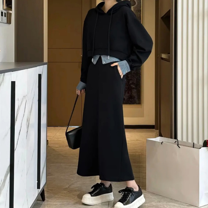 大人かわいい服 2025新作 パーカー スカート セットアップ スウェット 上品 きれいめ