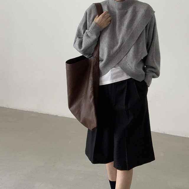 大人かわいい服 秋冬新作 混紡ニット モックネック セーター 大人可愛い