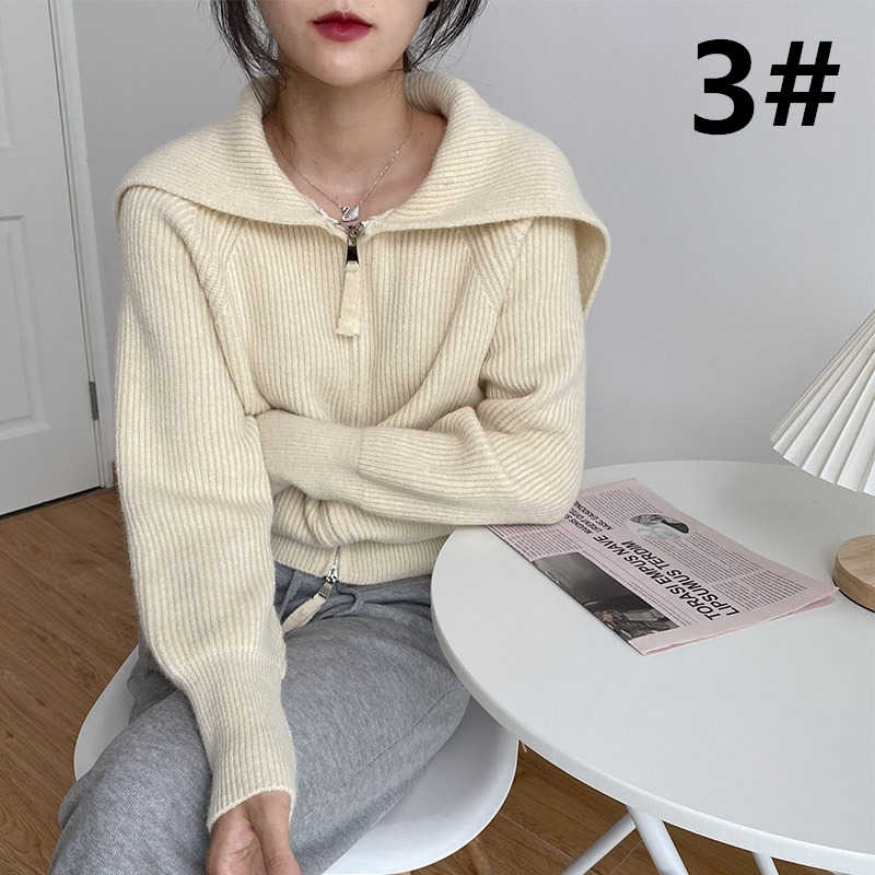 大人かわいい服 厚手ニットカーディガン ジップアップ フード付き 体型カバー