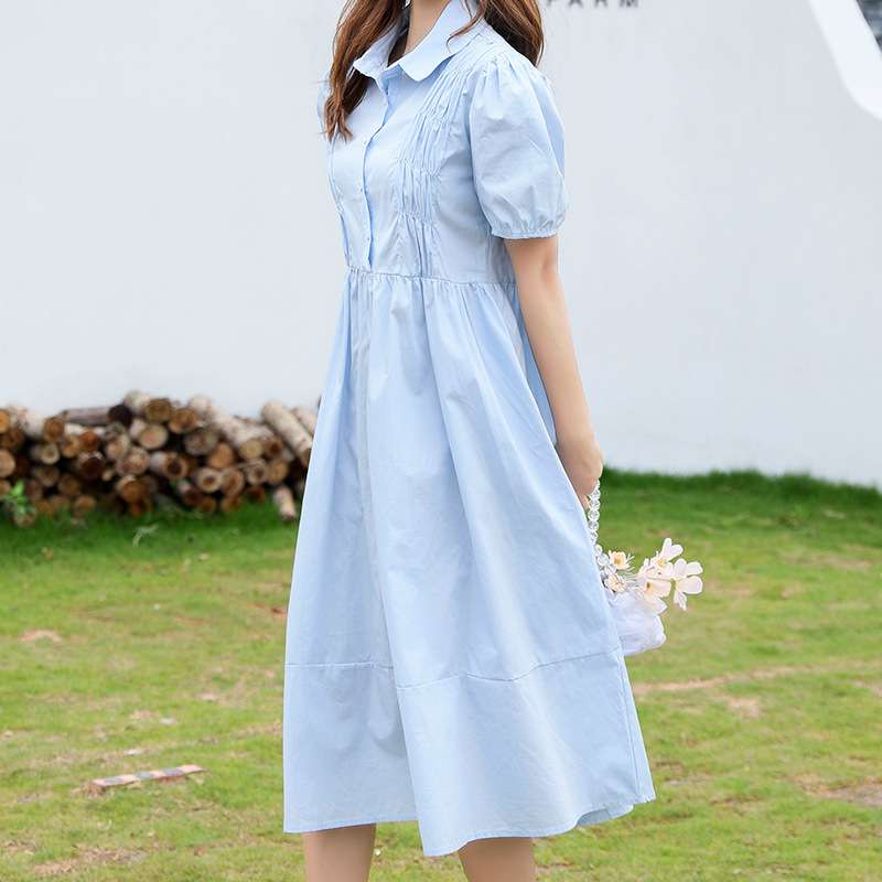 大人かわいい服 ふんわり袖のガーリーワンピース