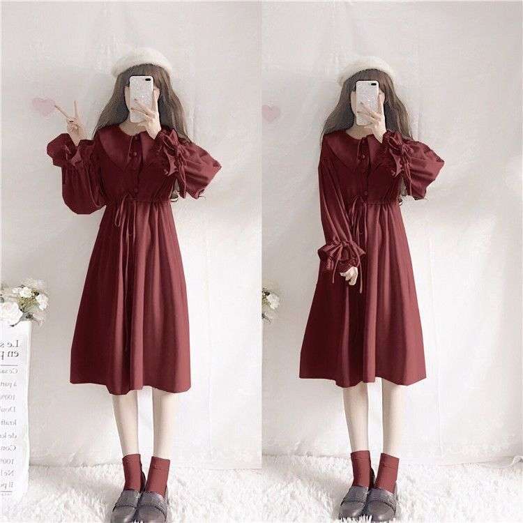 大人かわいい服 セーラー襟ケープ風ワンピース