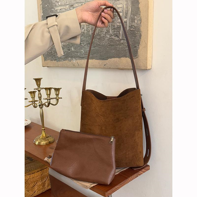 大人かわいい服 新作スエード調バッグ 肩掛け斜め掛け両用 大人上品