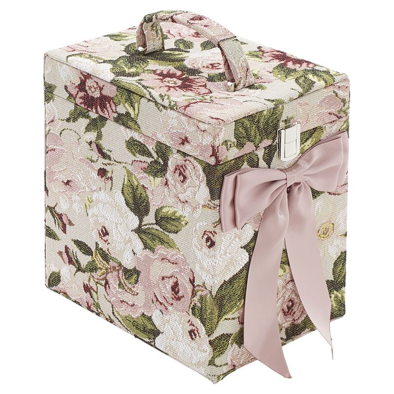 花柄メイクボックス 収納鏡付き化粧品入れ