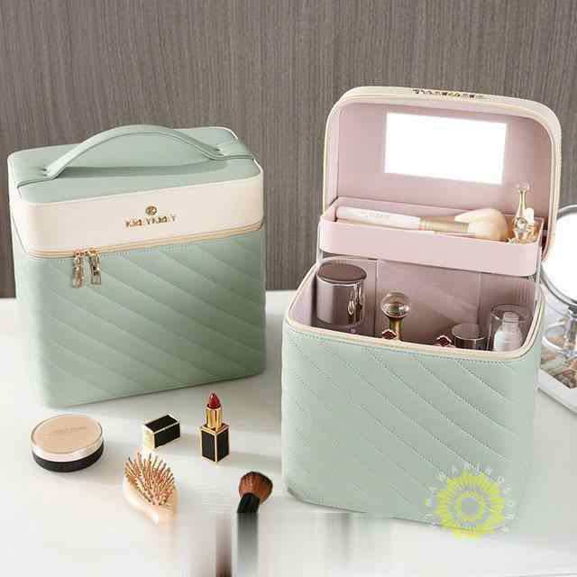 黒のメイクボックス鏡付き大容量収納