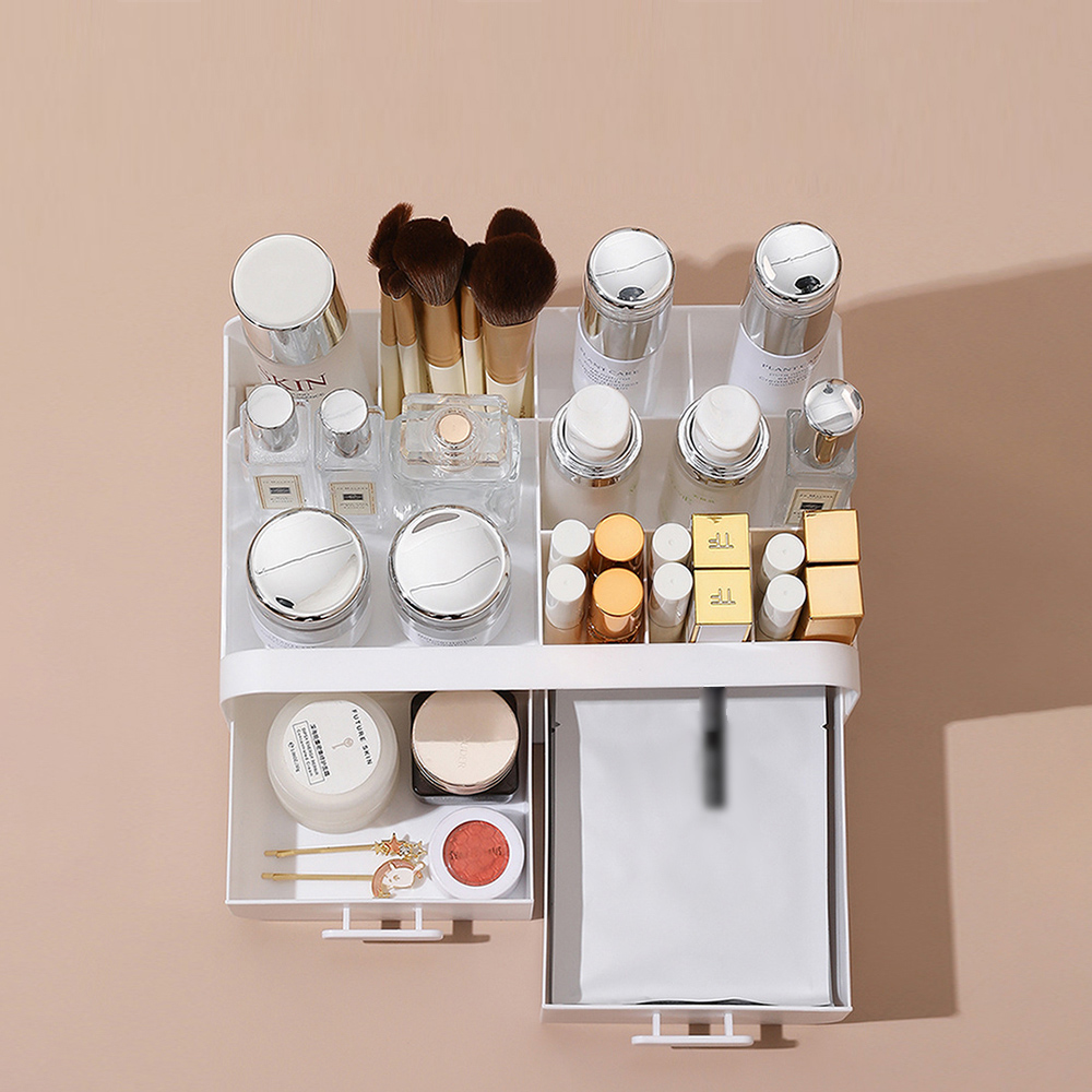 白色化粧品収納ボックス引き出し付きメイクボックス