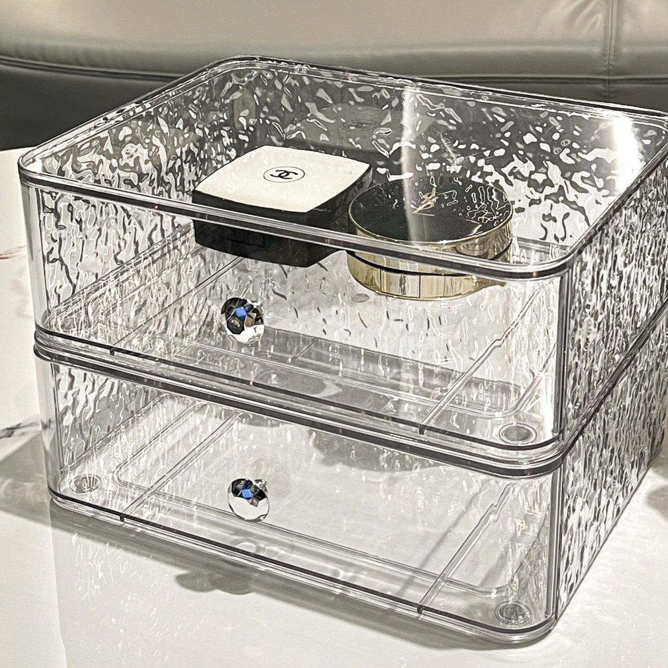 メイクボックス クリスタル調多機能コスメ収納ケース
