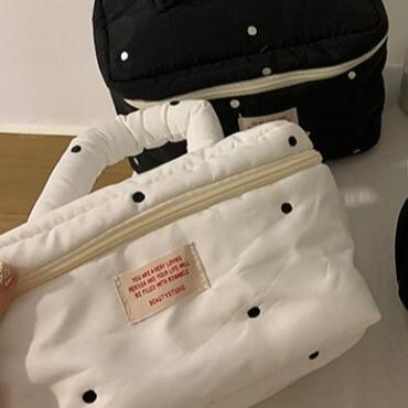 黒 水玉 可愛い メイクボックス 化粧ポーチ 収納バッグ