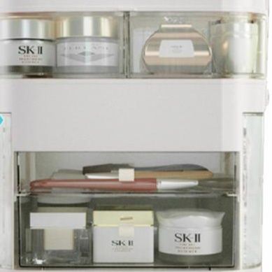 メイクボックス　白色メイクボックス鏡付き大容量収納