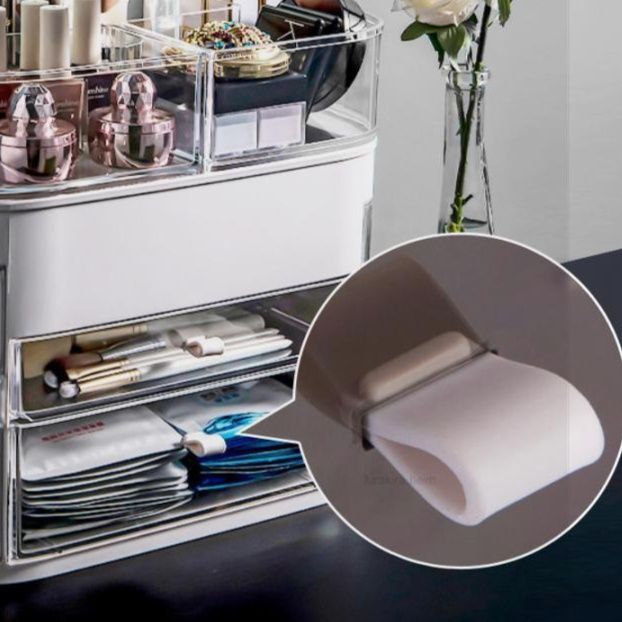 メイクボックス　白色メイクボックス鏡付き大容量収納