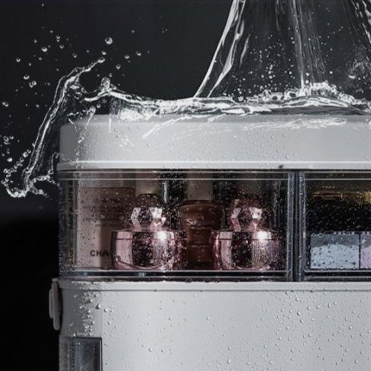 メイクボックス　白色メイクボックス鏡付き大容量収納