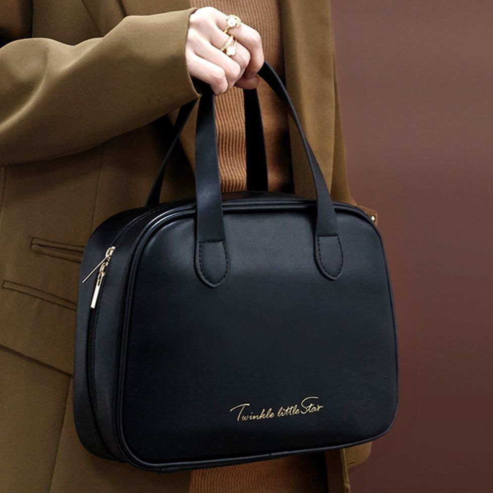 メイクボックス　合成皮革メイクボックス 大容量  コスメポーチ