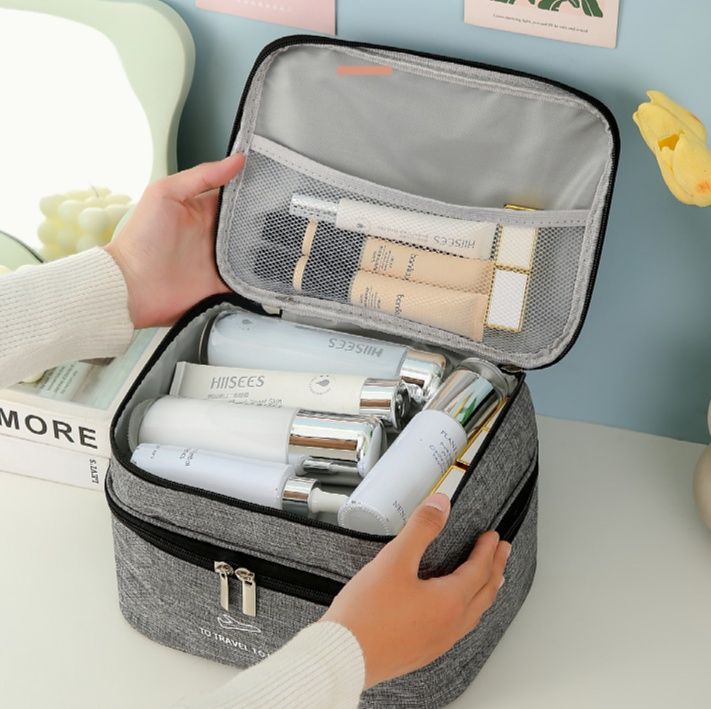 メイクボックス 二段式大容量化粧品収納ポーチ