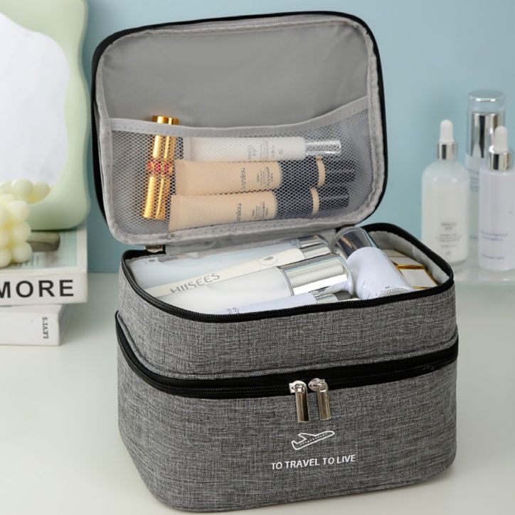 メイクボックス 二段式大容量化粧品収納ポーチ