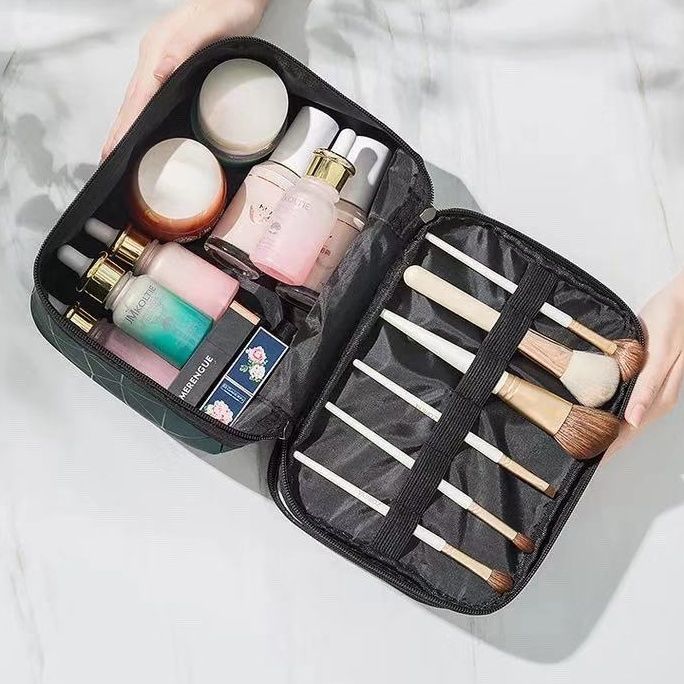 メイクボックス 透明窓付き二層式化粧品収納ポーチ