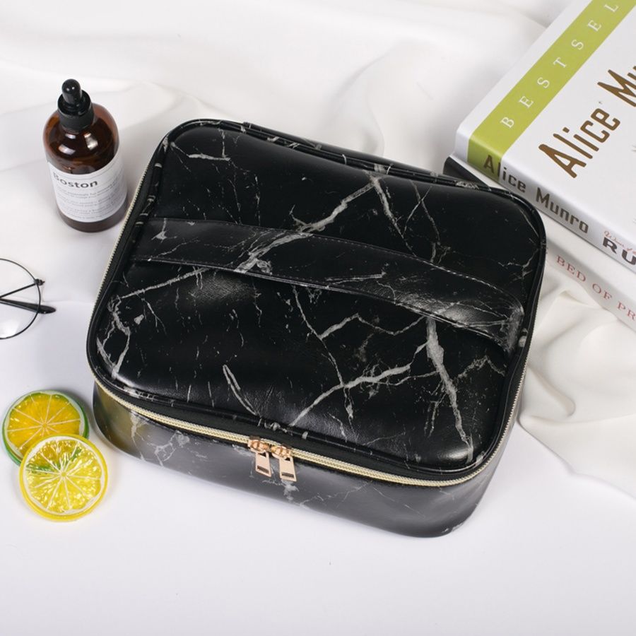 メイクボックス 大理石柄コンパクト化粧品収納ケース