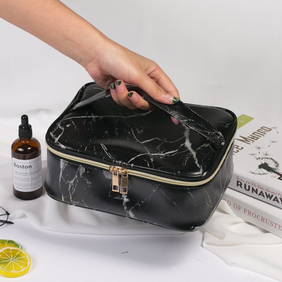 メイクボックス 大理石柄コンパクト化粧品収納ケース