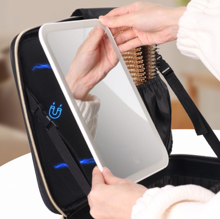 メイクボックス 発光ダイオード鏡付き大容量化粧品収納ケース