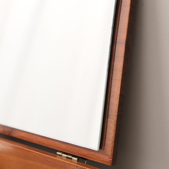 メイクボックス 天然木製鏡付き化粧品収納ボックス蓋開き式