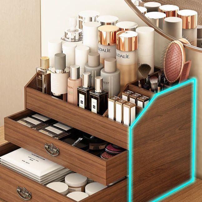 メイクボックス 二段引き出し付き木製化粧品収納ボックス