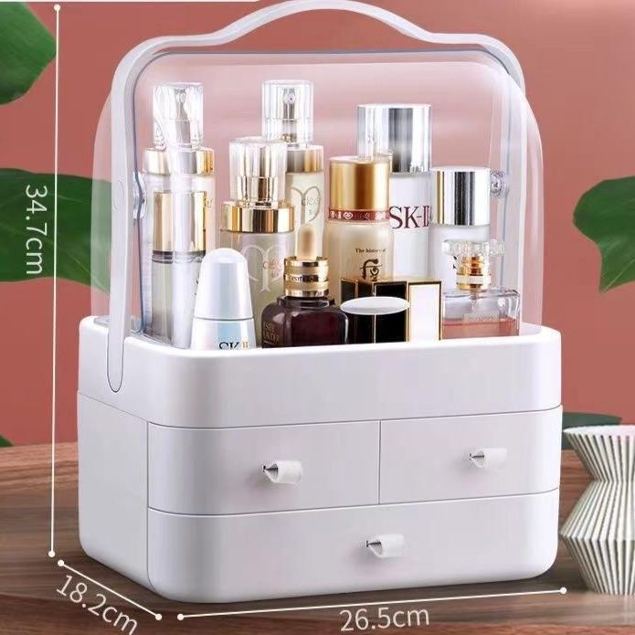 メイクボックス 防塵蓋付き大容量引き出し式化粧品収納ボックス