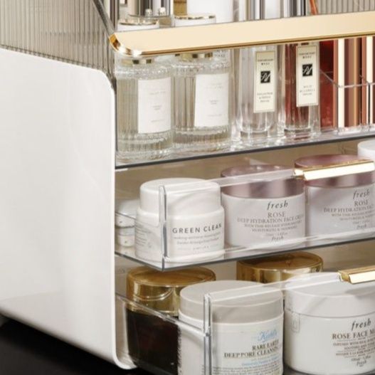 メイクボックス 透明アクリル製多段式収納メイクボックス