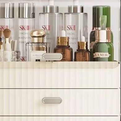 メイクボックス 透明蓋付き二段引き出し式大容量収納ボックス