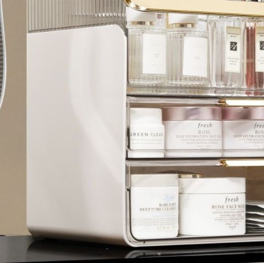 メイクボックス 透明アクリル製多段式収納メイクボックス 白色