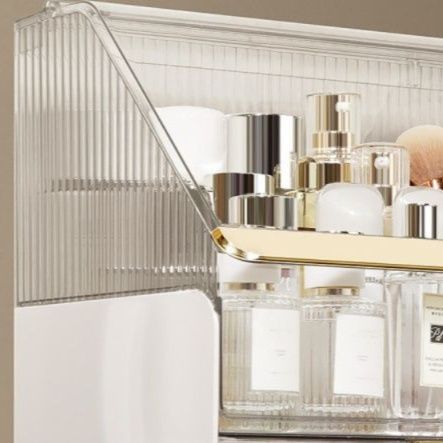 メイクボックス 透明アクリル製多段式収納メイクボックス 白色