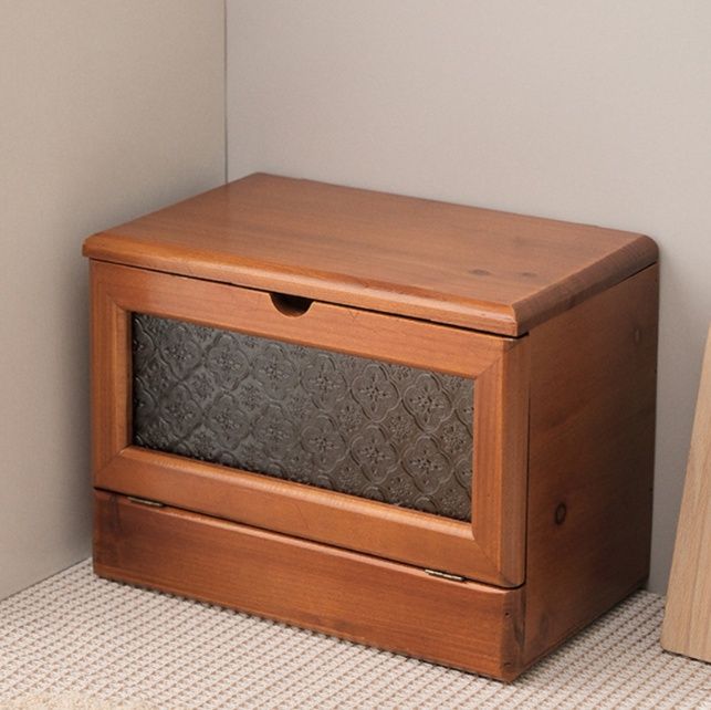 メイクボックス ミラー付き二段式木製収納ボックス