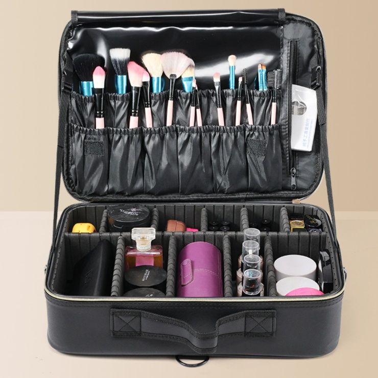 メイクボックス 黒色 大容量多層式プロ仕様化粧品収納ボックス