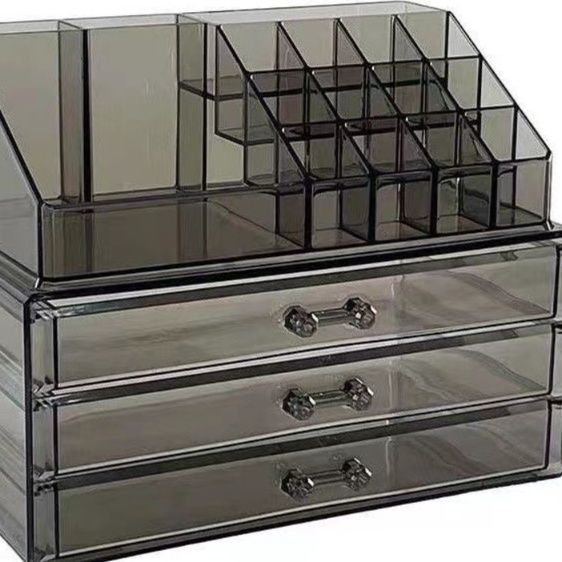 メイクボックス 三段引き出し付き透明化粧品収納ケース