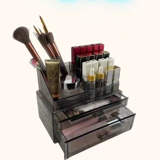 メイクボックス 三段引き出し付き透明化粧品収納ケース