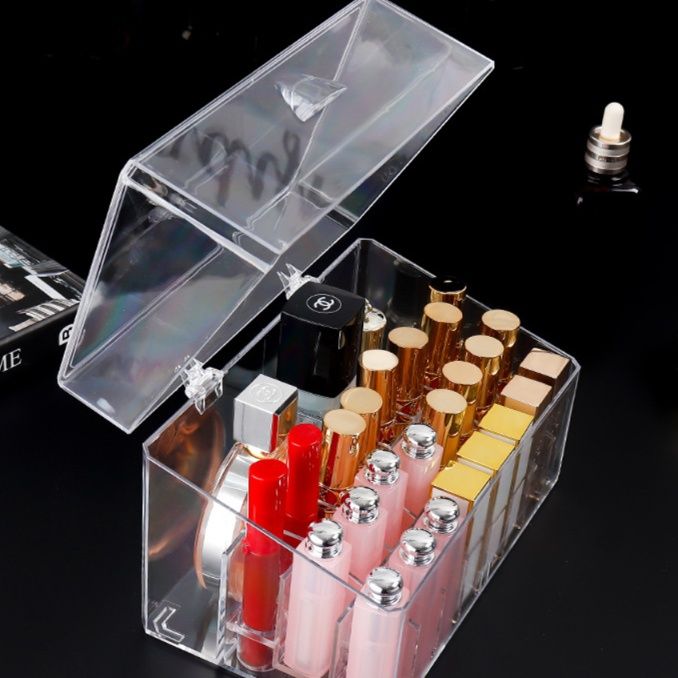 メイクボックス 透明アクリル口紅収納ボックス防塵蓋付き