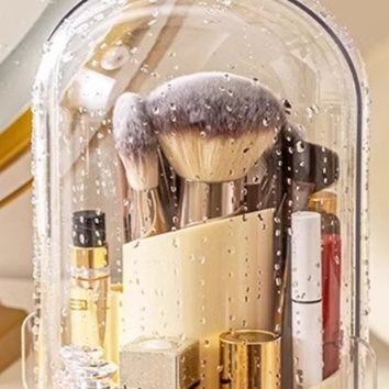 メイクボックス 透明ドーム型化粧ブラシ収納ケース