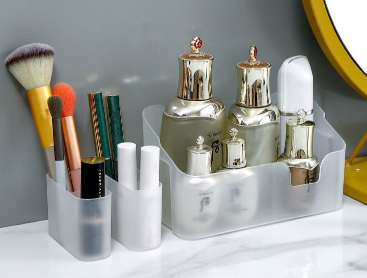 メイクボックス白 多機能仕切り付き化粧品収納ボックス