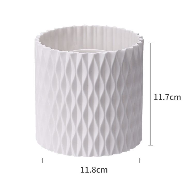 メイクボックス白 立体ダイヤ柄円筒形メイク収納ボックス