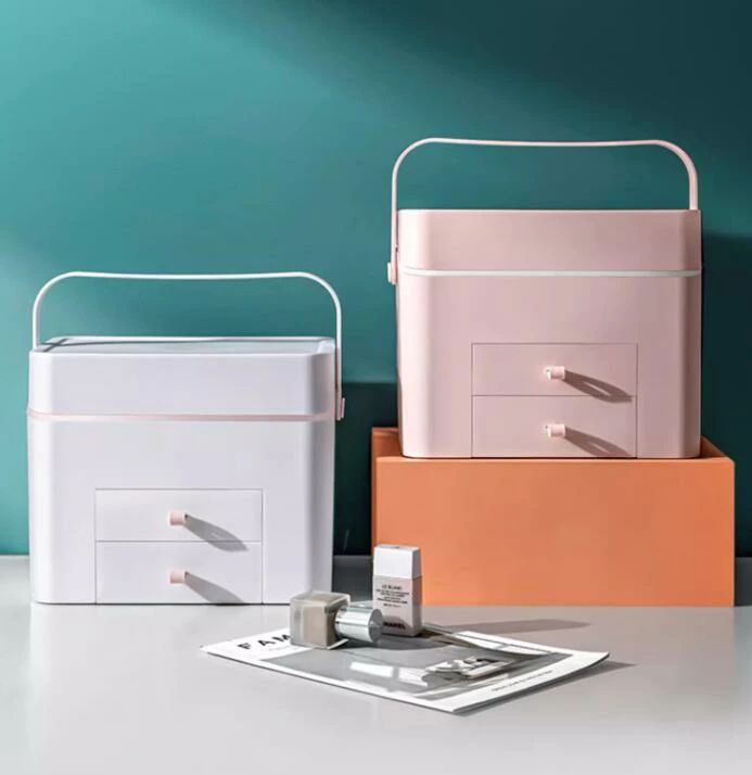 メイクボックス　鏡付き照明機能搭載メイクボックス