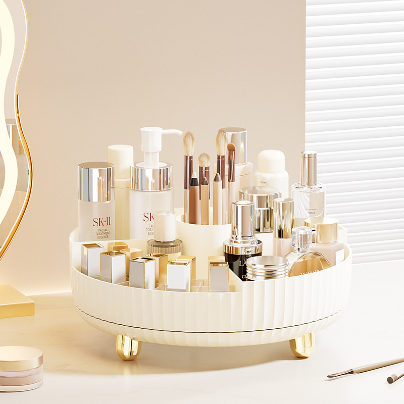 メイクボックス白 回転式多機能化粧品収納ケース