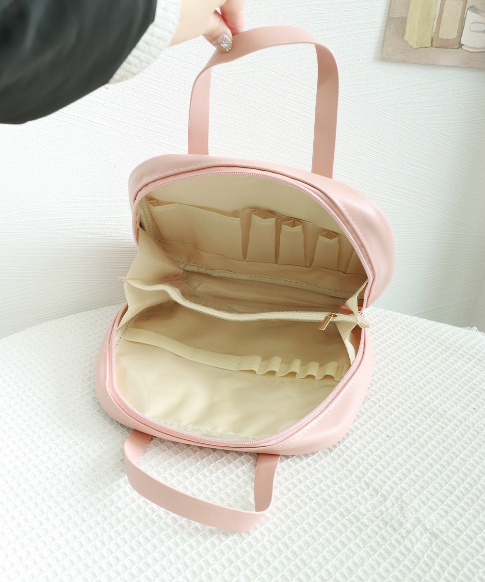 メイクボックス　合成皮革メイクボックス 大容量  コスメポーチ