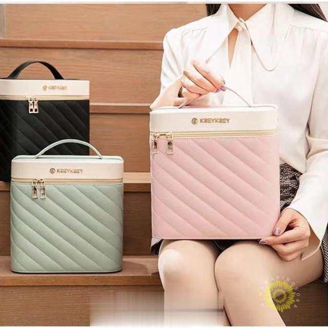 黒のメイクボックス鏡付き大容量収納