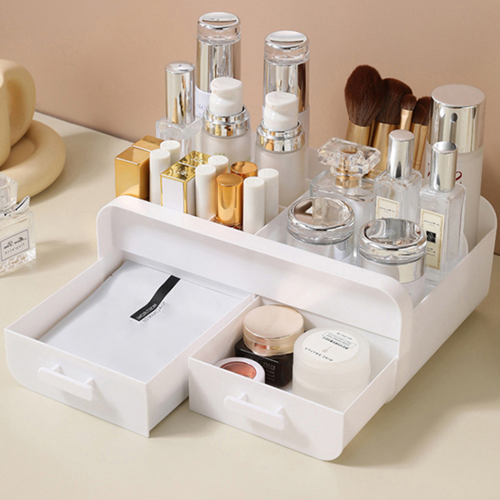 白色化粧品収納ボックス引き出し付きメイクボックス
