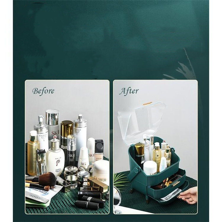 透明蓋付きメイクボックス多段引き出し収納