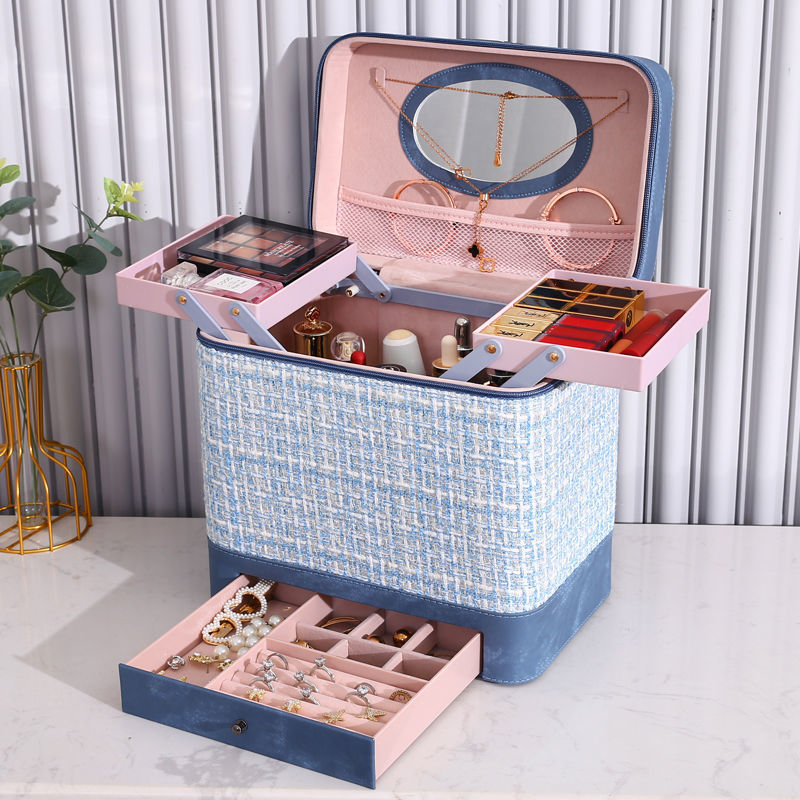 メイクボックス 三段式引き出し付き大容量コスメ収納ケース