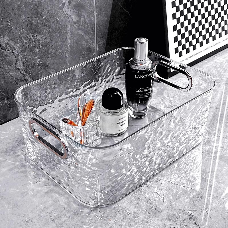 メイクボックス 取っ手付き透明収納ボックス水紋デザイン