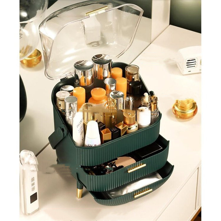 透明蓋付きメイクボックス多段引き出し収納