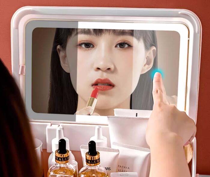 メイクボックス　鏡付き照明機能搭載メイクボックス