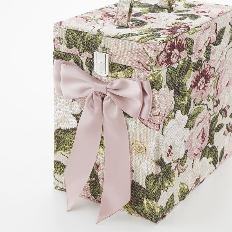 花柄メイクボックス 収納鏡付き化粧品入れ