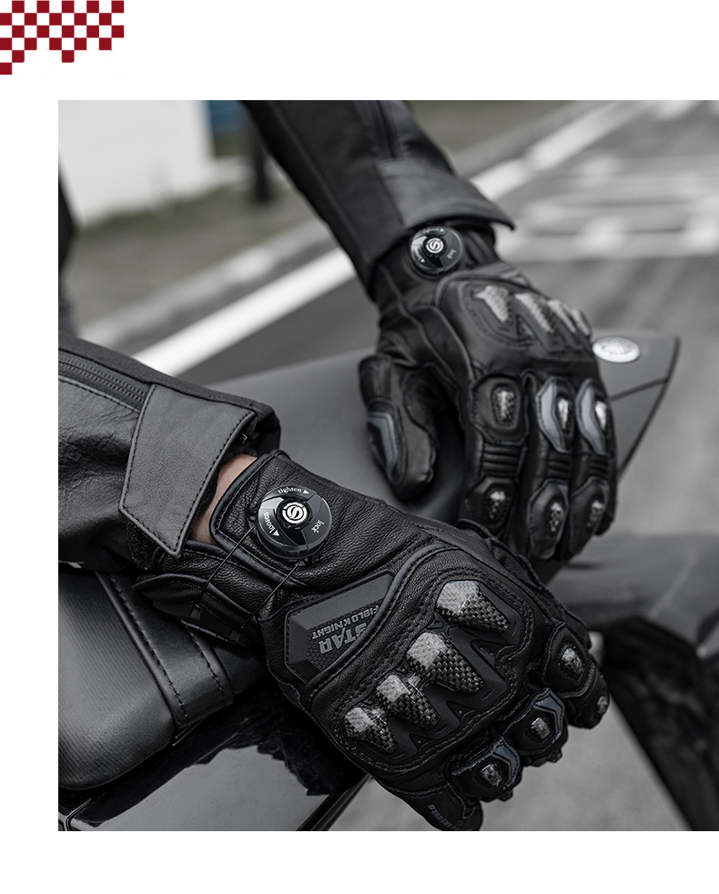 バイク　グローブ 簡単着脱プロテクション革グローブ