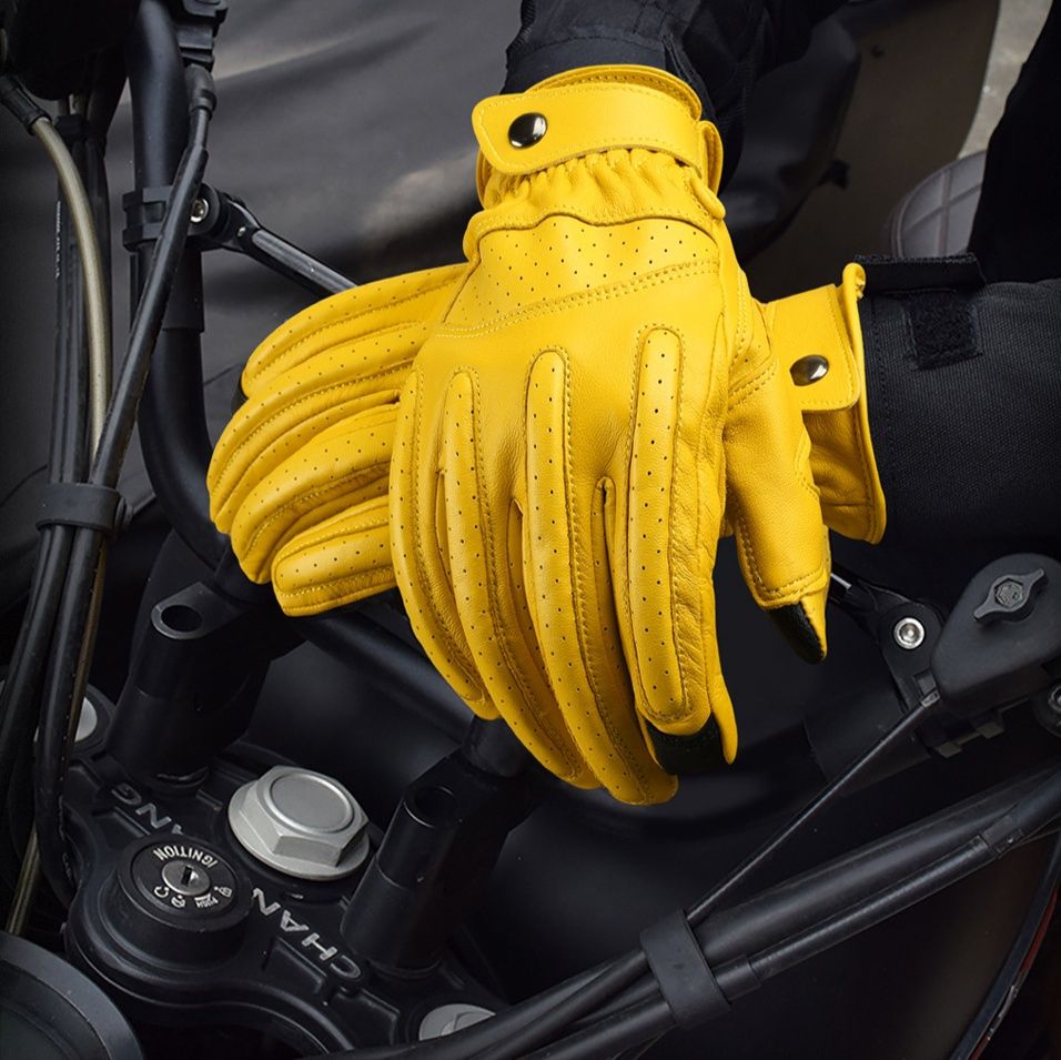  プロ仕様防擦耐摩本革バイクグローブ